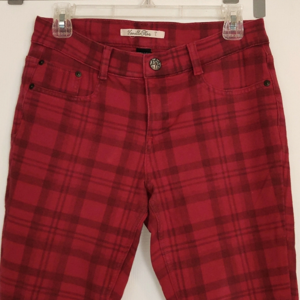 Vanilla Star Red Plaid Jeggings
